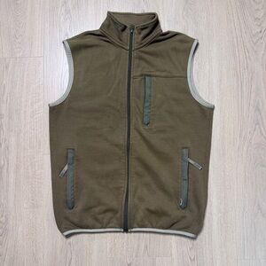 Vintage Stussy Japan Olive Green Cotton Vest Mens Small 90s Y2K Grunge Army